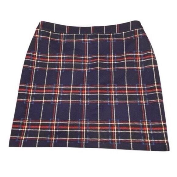 Tulle Wm’s Wool Blue Red Plaid Tartan Tweed Lined Back Pockets Mini Skirt Y2K Sz - Picture 1 of 4